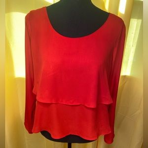 Lovemarks Red Scalloped Layered Blouse